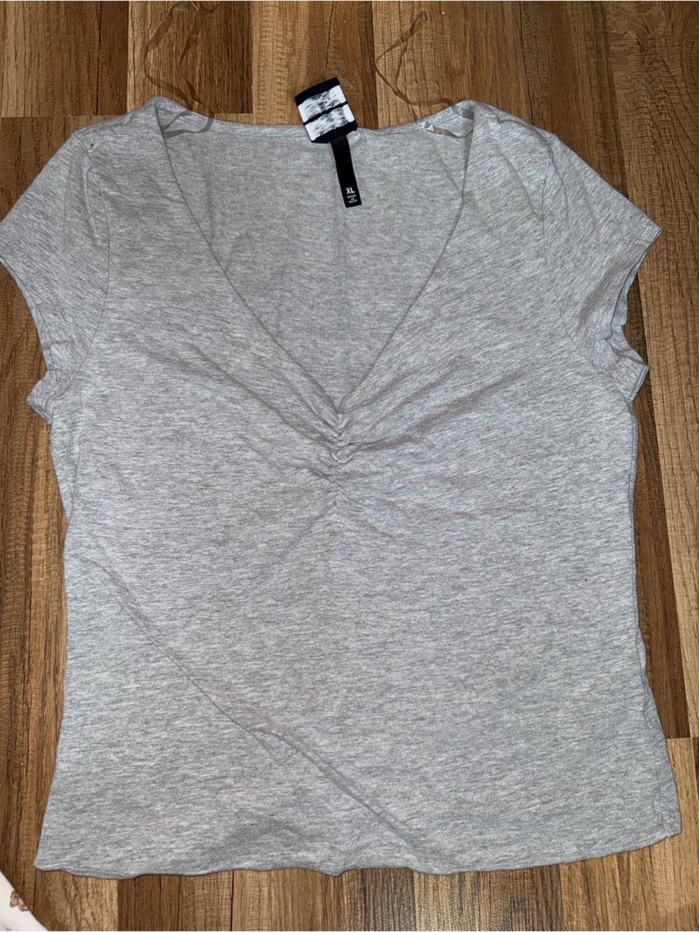 Derek Heart Heather Gray Ruched Center Crop Top